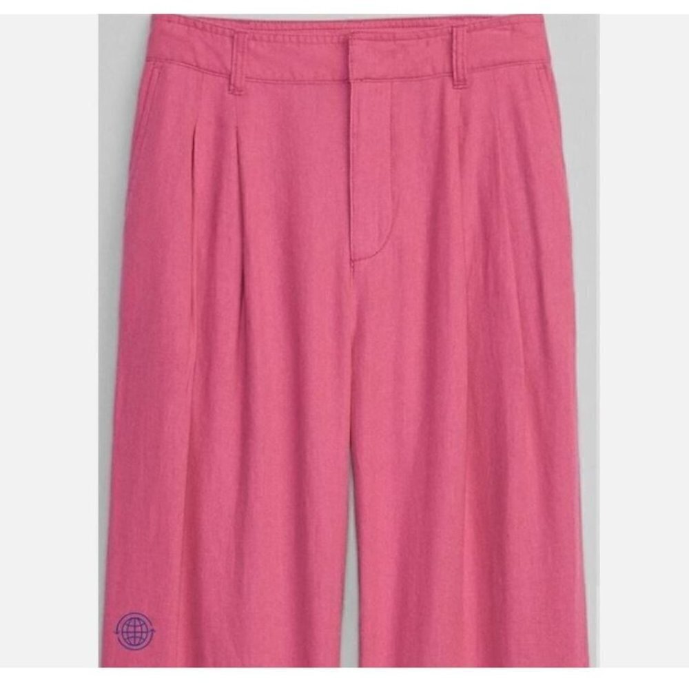 GAP High Rise Drapey Linen Rayon Pleated Wide Leg Pants Black Size 10 RT$70 NWT - Picture 4 of 9
